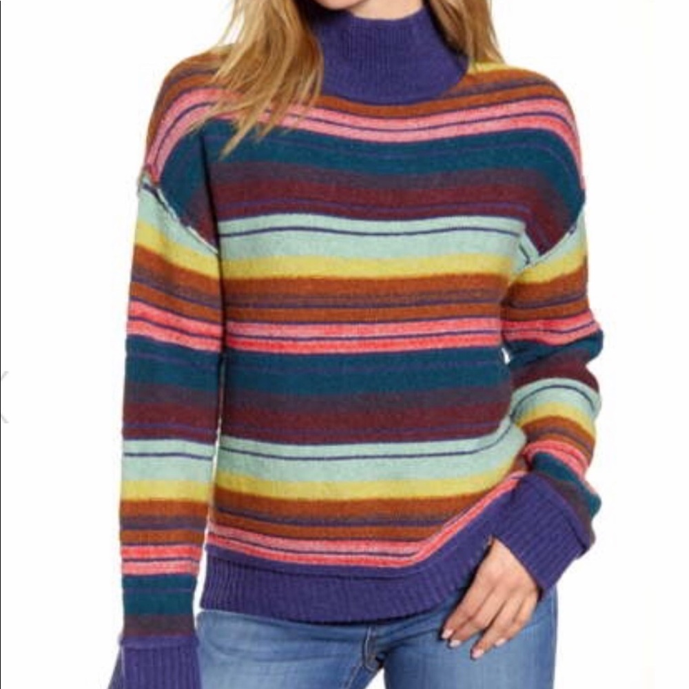 Mock neck stripe sweater
